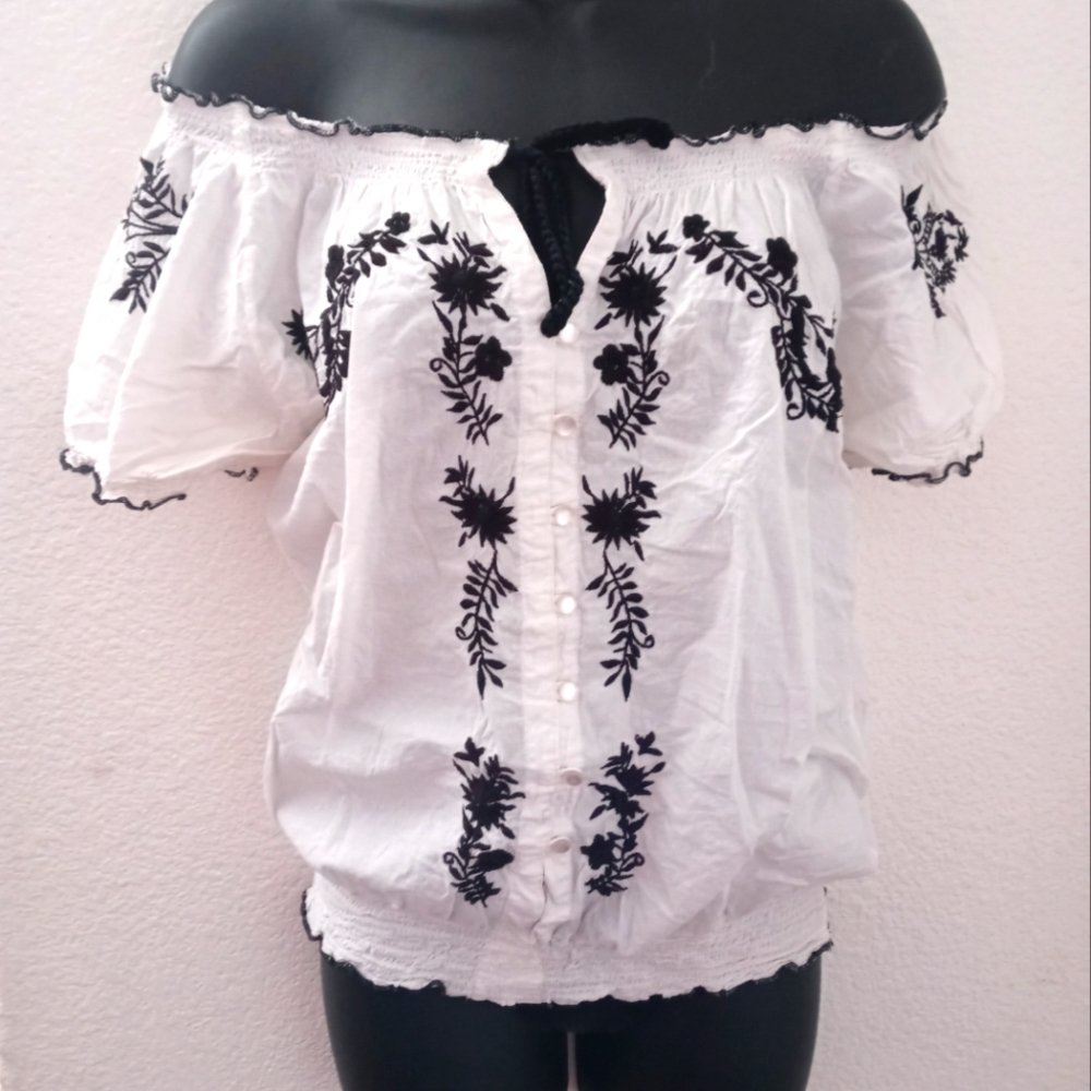 Short Sleeve Peasant Blouse
